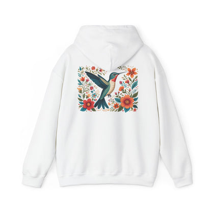 Hummingbird in Bloom Hoodie Back Design - Cozy Sweatshirt for Nature Lovers