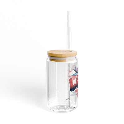 The Nerdy Birder I Love Birdwatching 16oz Sipper Glass With Bamboo Lid