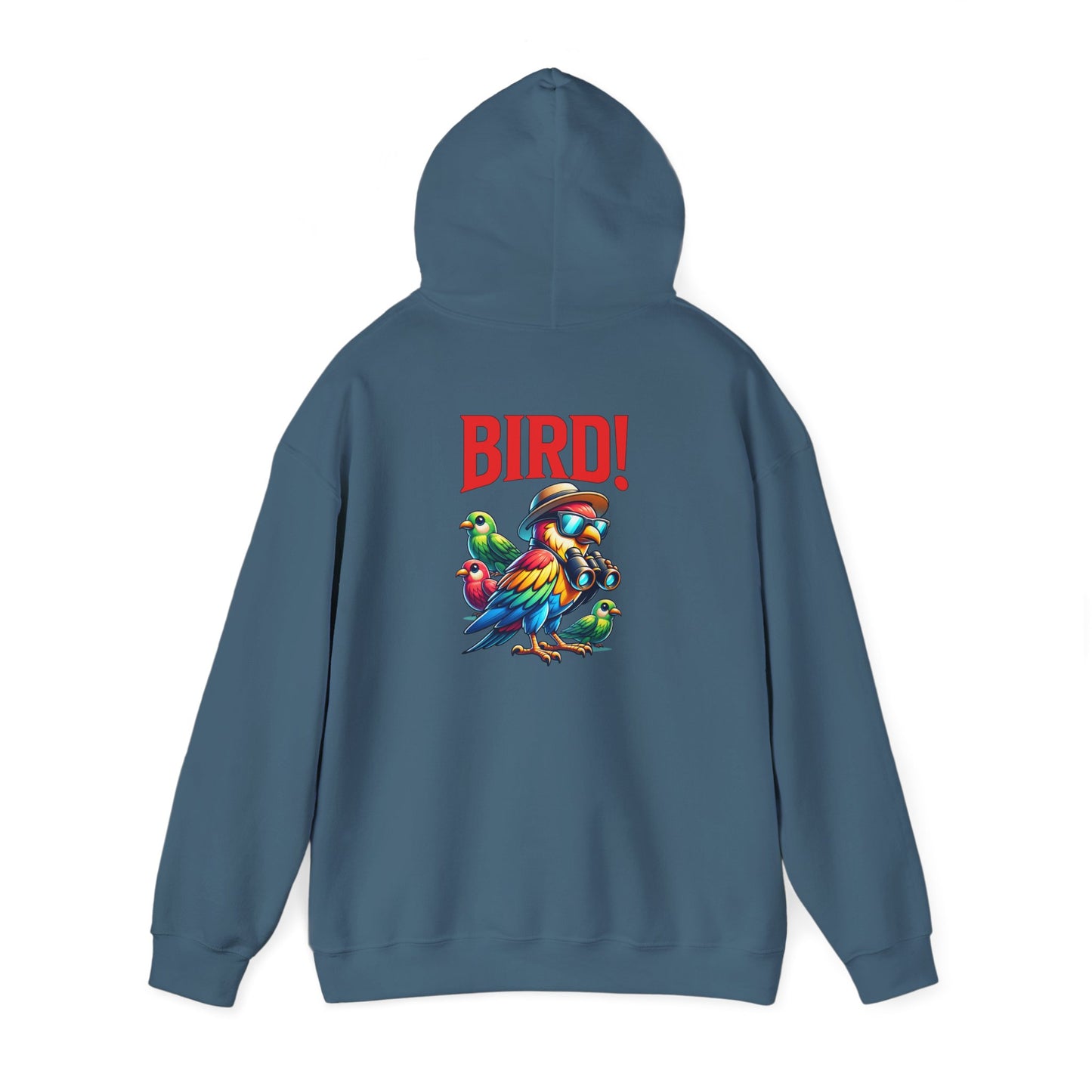 The Nerdy Birder - "Bird!" Back Design Unisex Hoodie - Cozy Sweatshirt for Nature Lovers