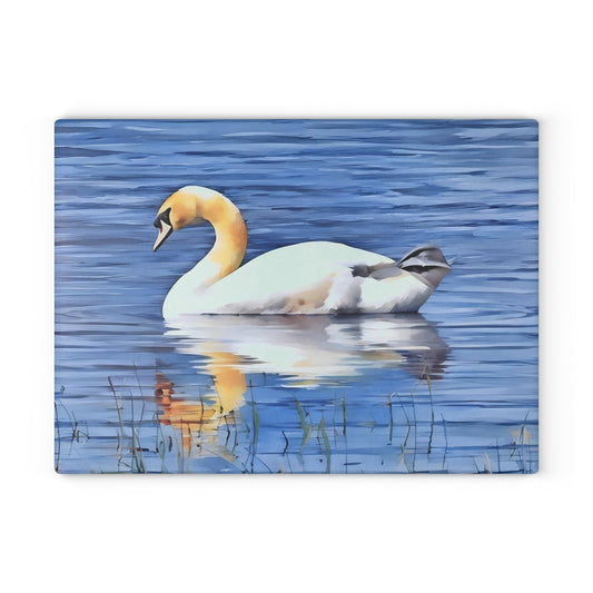 The Nerdy Birder - Irish Swan Glass Cutting Board | Kitchen Décor, Bird Lovers Gift, Beach House Accessory