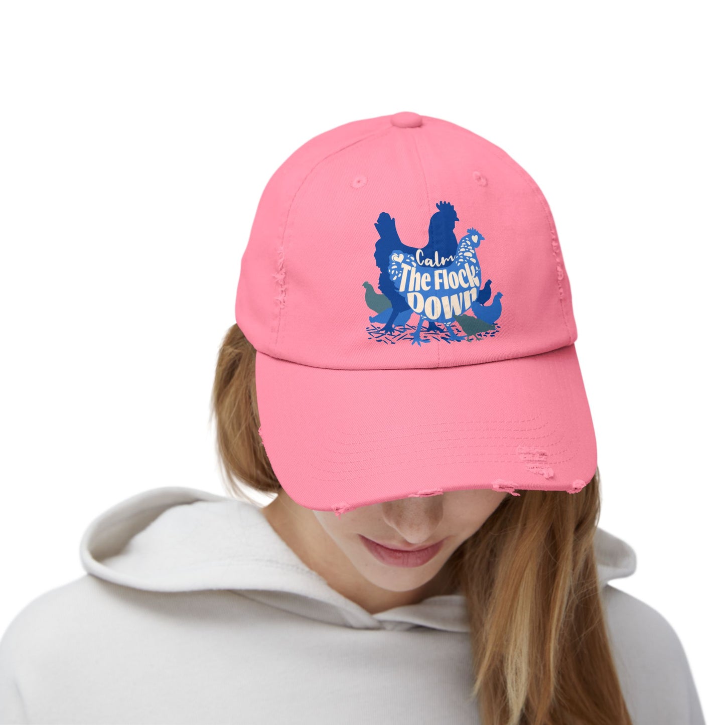 The Nerdy Birder Calm The Flock Down Vintage Style Hat - Unisex Distressed Cap
