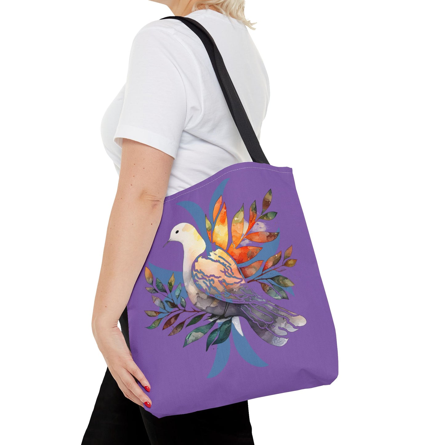 Peaceful Dove Tote Bag in Purple