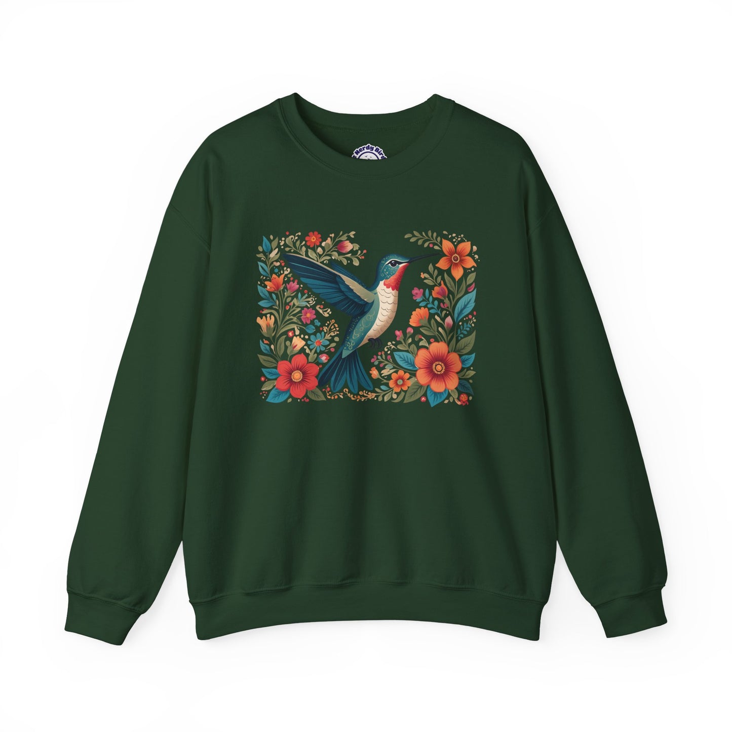 Hummingbird In Bloom Graphic Unisex Crewneck Sweatshirt