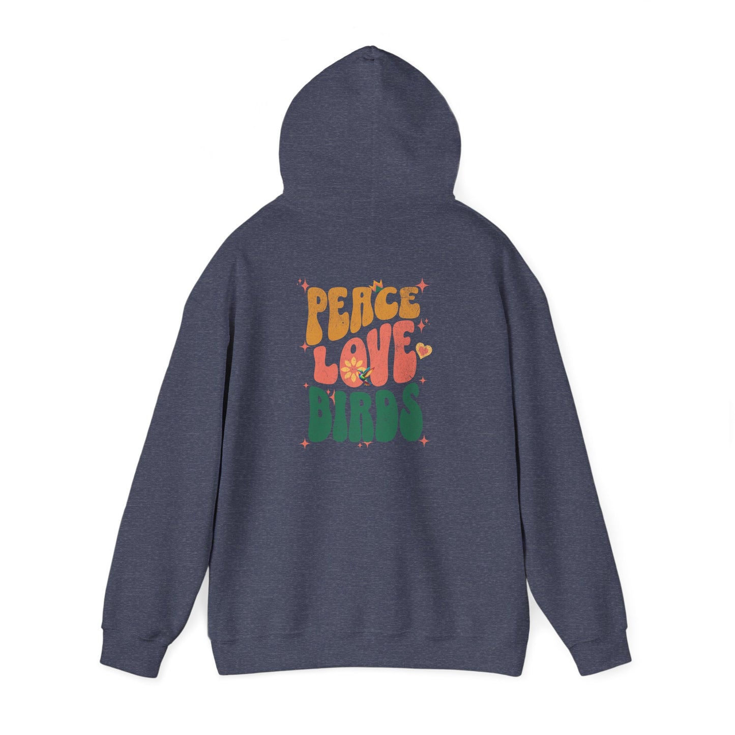 Peace Love Birds Unisex Hoodie Back Design - Cozy Sweatshirt for Nature Lovers