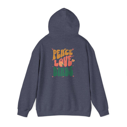 Peace Love Birds Unisex Hoodie Back Design - Cozy Sweatshirt for Nature Lovers