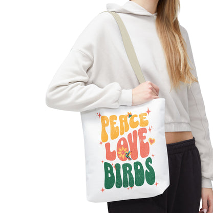 Peace Love Birds Tote Bag – Eco-Friendly Canvas Bag for Nature Lovers