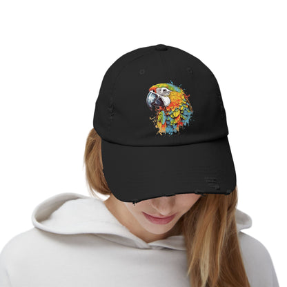 The Nerdy Birder Colorful Parrot Vintage Style Hat - Unisex Distressed Cap
