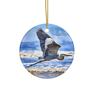 Flying Great Blue Heron Ceramic Ornament —3 Shapes