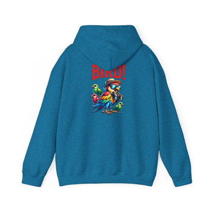 The Nerdy Birder - "Bird!" Back Design Unisex Hoodie - Cozy Sweatshirt for Nature Lovers
