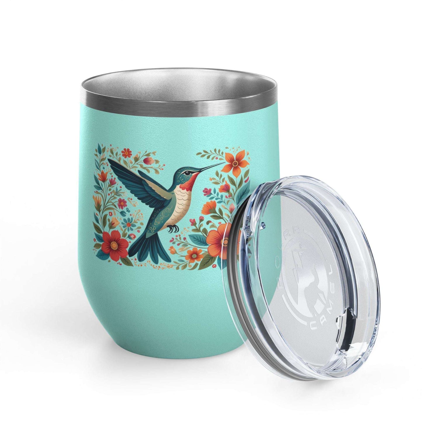 Hummingbird In Bloom Wine Tumbler- 12oz Insulated Cup