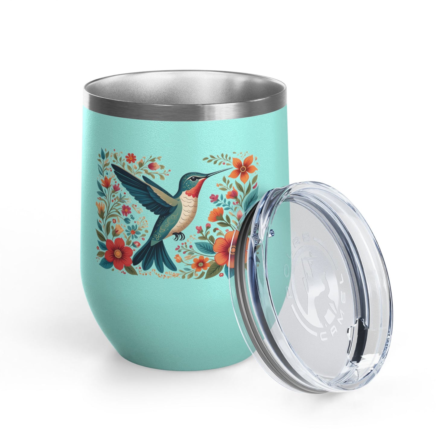 Hummingbird In Bloom Wine Tumbler- 12oz Insulated Cup