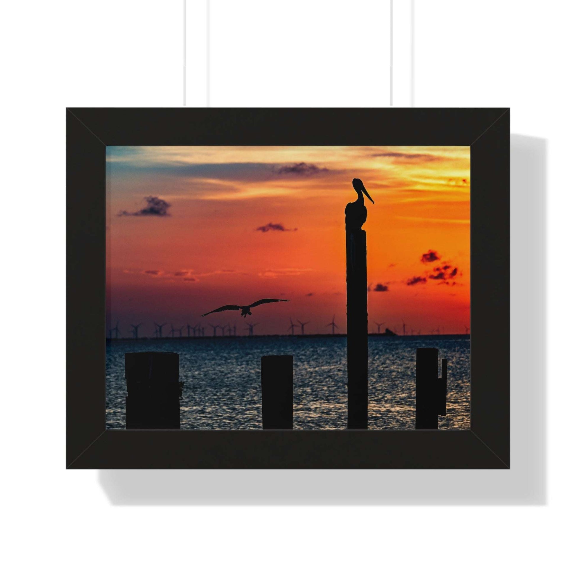 Serene Sunset Framed Horizontal Poster - Coastal Decor for Beach Lovers
