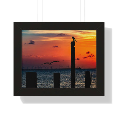 Serene Sunset Framed Horizontal Poster - Coastal Decor for Beach Lovers