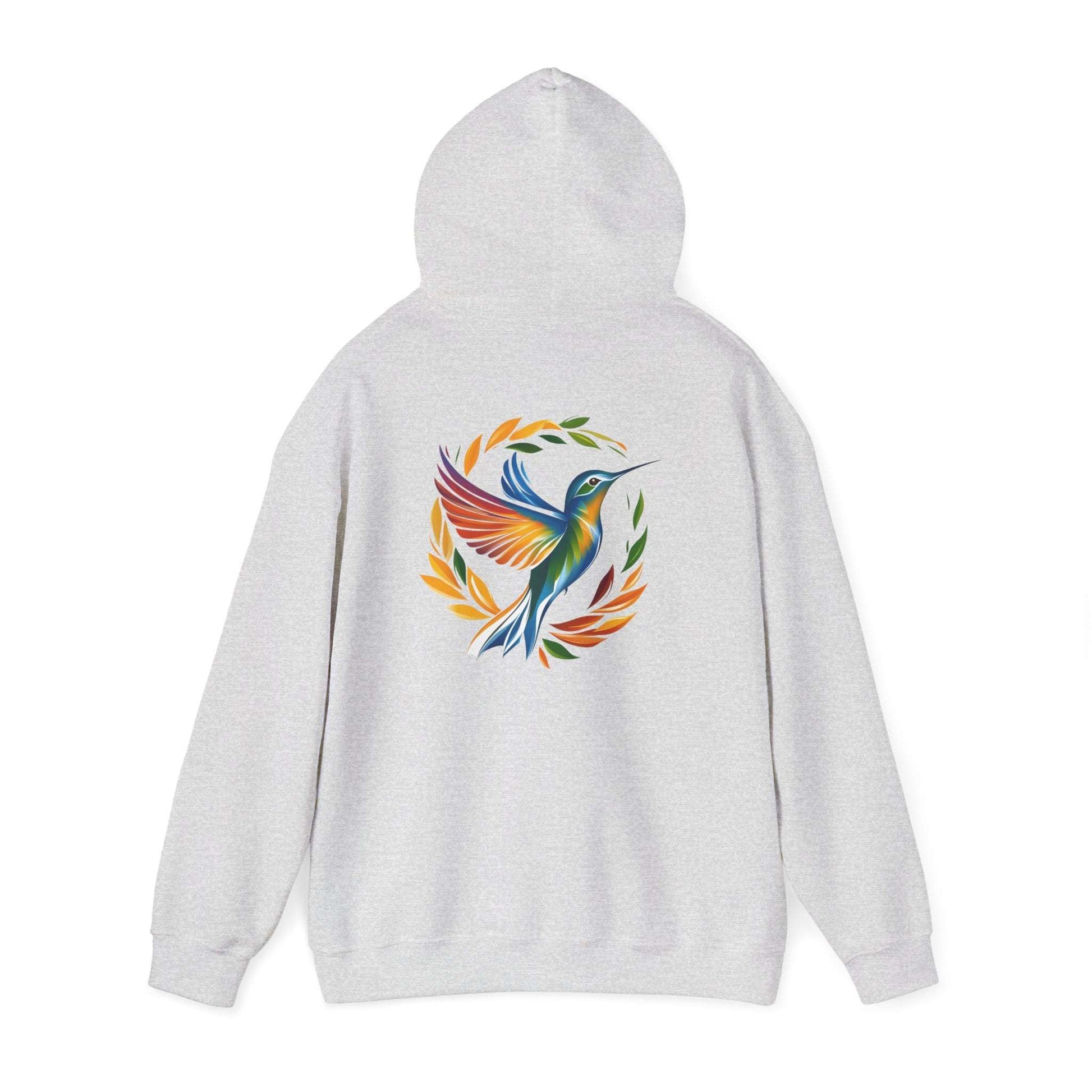 Hummingbird Rainbow Hoodie Back Design - Cozy Sweatshirt for Nature Lovers