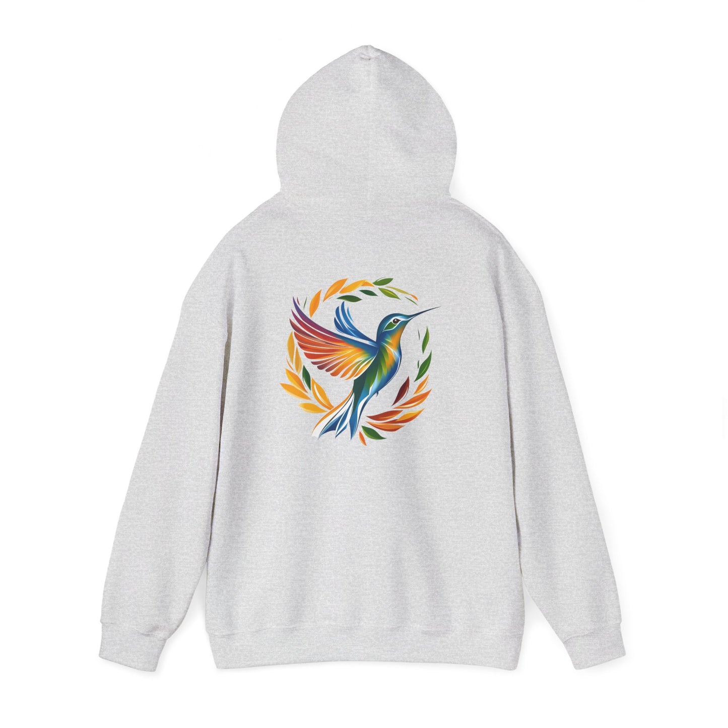 Hummingbird Rainbow Hoodie Back Design - Cozy Sweatshirt for Nature Lovers