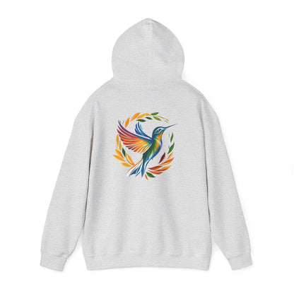 Hummingbird Rainbow Hoodie Back Design - Cozy Sweatshirt for Nature Lovers