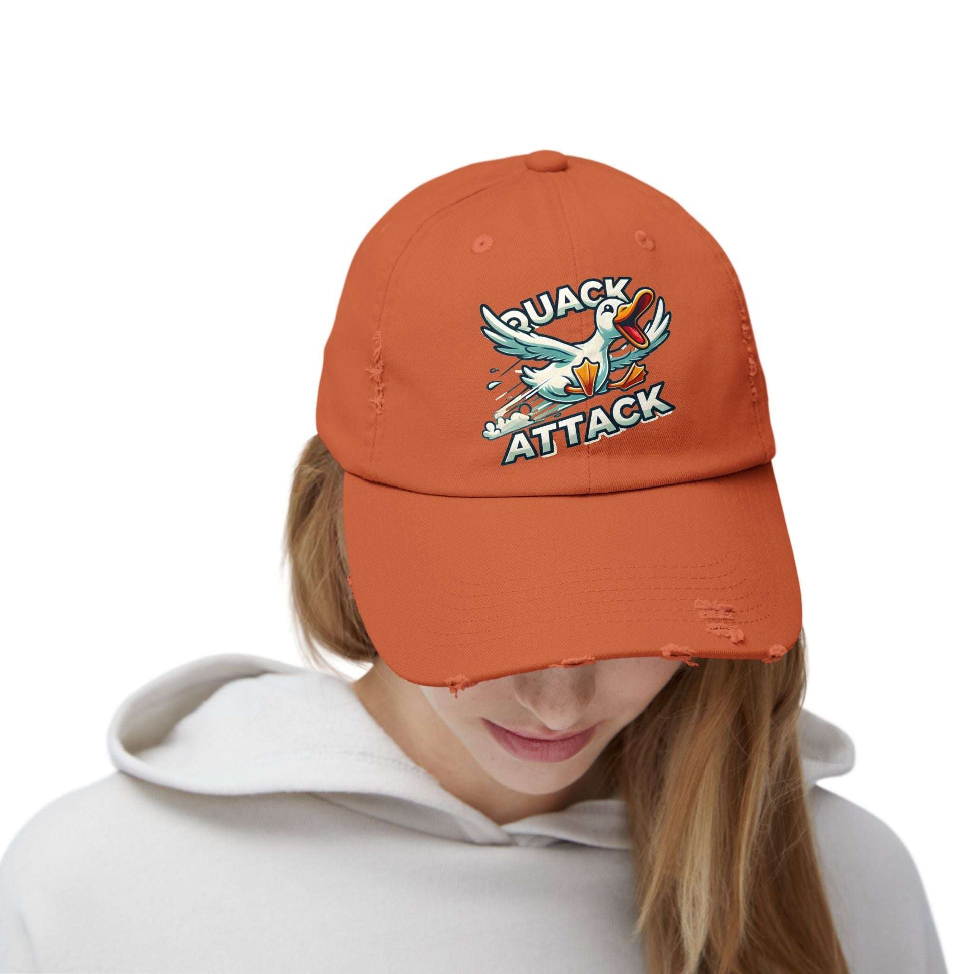 The Nerdy Birder Quack Attack Vintage Style Hat - Unisex Distressed Cap