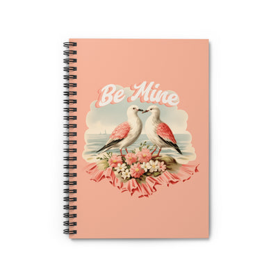 Vintage - Be Mine - Spiral Notebook - Cute Floral Love Bird Design