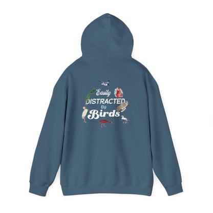 The Nerdy Birder - Easily Distracted by Birds Back Design Unisex Hoodie - Cozy Sweatshirt for Nature Lovers