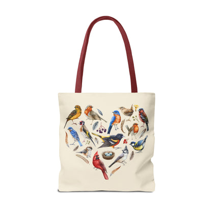 Heart of Birds Tote Bag - Natural color - Heart Design for Nature Enthusiasts