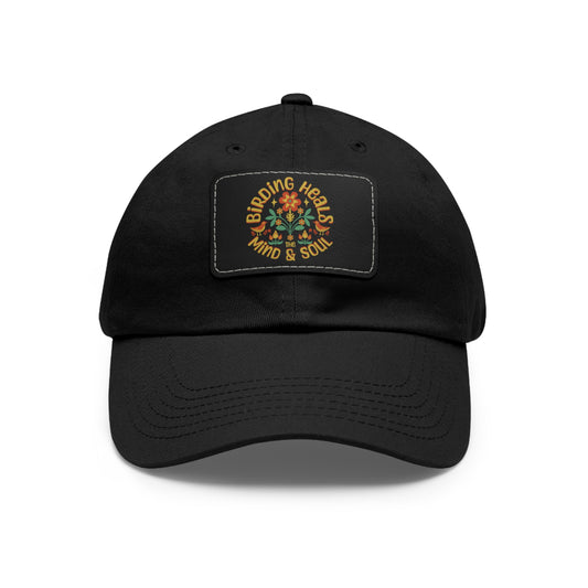 The Nerdy Birder Birding Heals with Leather Patch for Inspired by childhood memories of playful glamour, Stylish Outdoor Cap, Gift for Bird Watching Enthusiasts, Casual Fashion Accessory