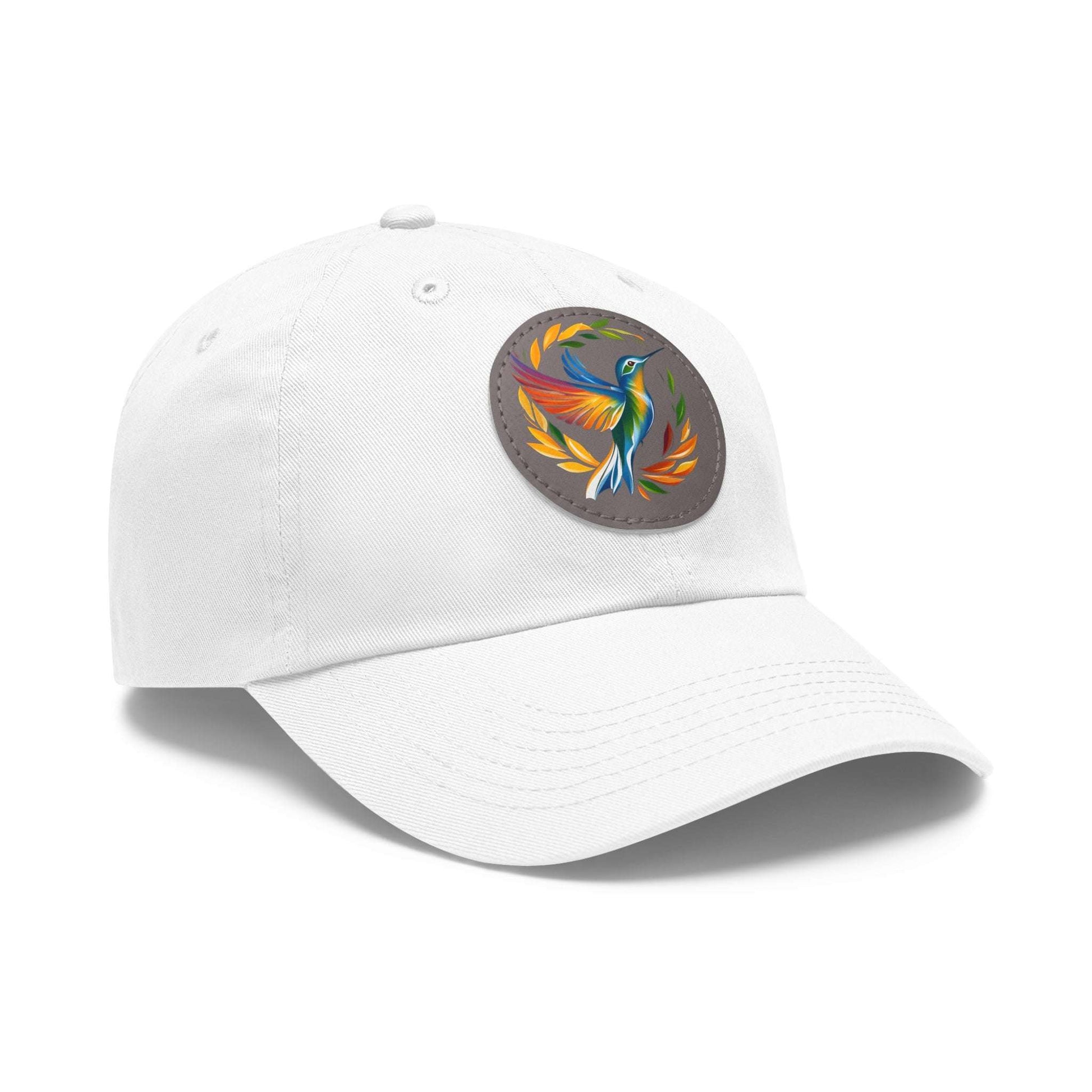 The Nerdy Birder - Modern Rainbow Hummingbird Dad Hat, Leather Patch Cap, Perfect Gift for Dads, Nature Lovers, Casual Style Cap, Summer Accessories