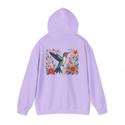 Hummingbird In Bloom Hoodie Back Design - Cozy Sweatshirt for Nature Lovers