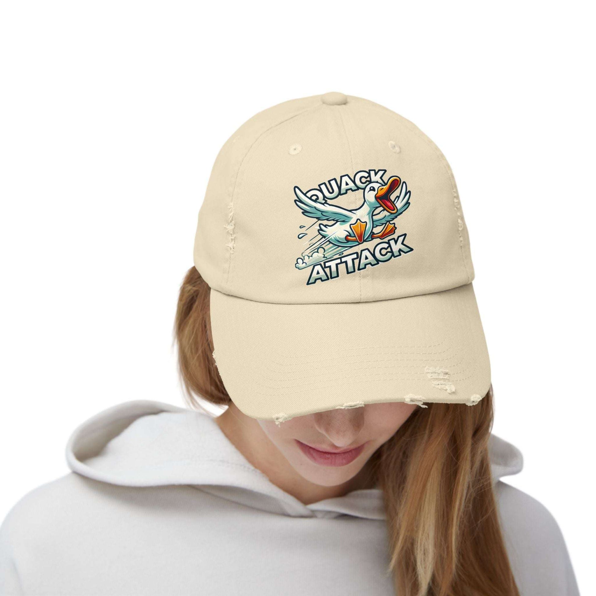 The Nerdy Birder Quack Attack Vintage Style Hat - Unisex Distressed Cap