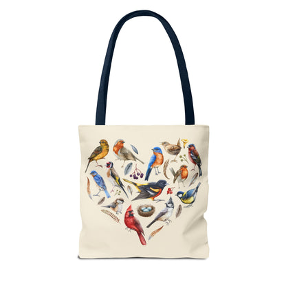 Heart of Birds Tote Bag - Natural color - Heart Design for Nature Enthusiasts
