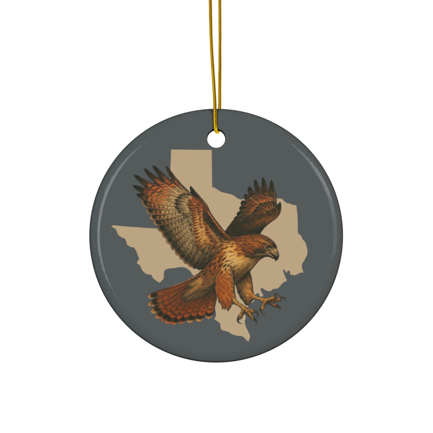 Texas Red Tail Hawk Ceramic Ornament — 4 Shape Options