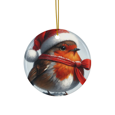 Christmas Robin Bird Ceramic Ornament - Festive Holiday Decor