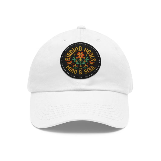 The Nerdy Birder - "Birding Heals the Mind and Soul" Dad Hat, Leather Patch Cap, Perfect Gift for Dads, Nature Lovers, Casual Style Cap, Summer Accessories
