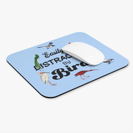 Easily Distracted by Birds Mouse Pad - Fun & Colorful Desk Accessory for Bird Lovers
