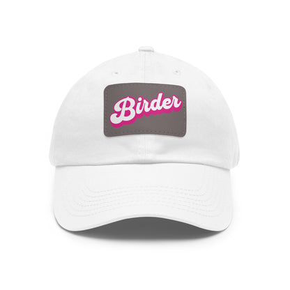 The Nerdy Birder - Birder Hat with Leather Patch for Inspired by childhood memories of playful glamour, Stylish Outdoor Cap, Gift for Bird Watching Enthusiasts, Casual Fashion Accessory