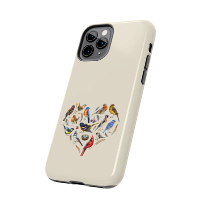 Bird Heart Tough Phone Cases - Cute Wildlife Design, Gift for Nature Enthusiasts, Durable Cases for Birdwatching