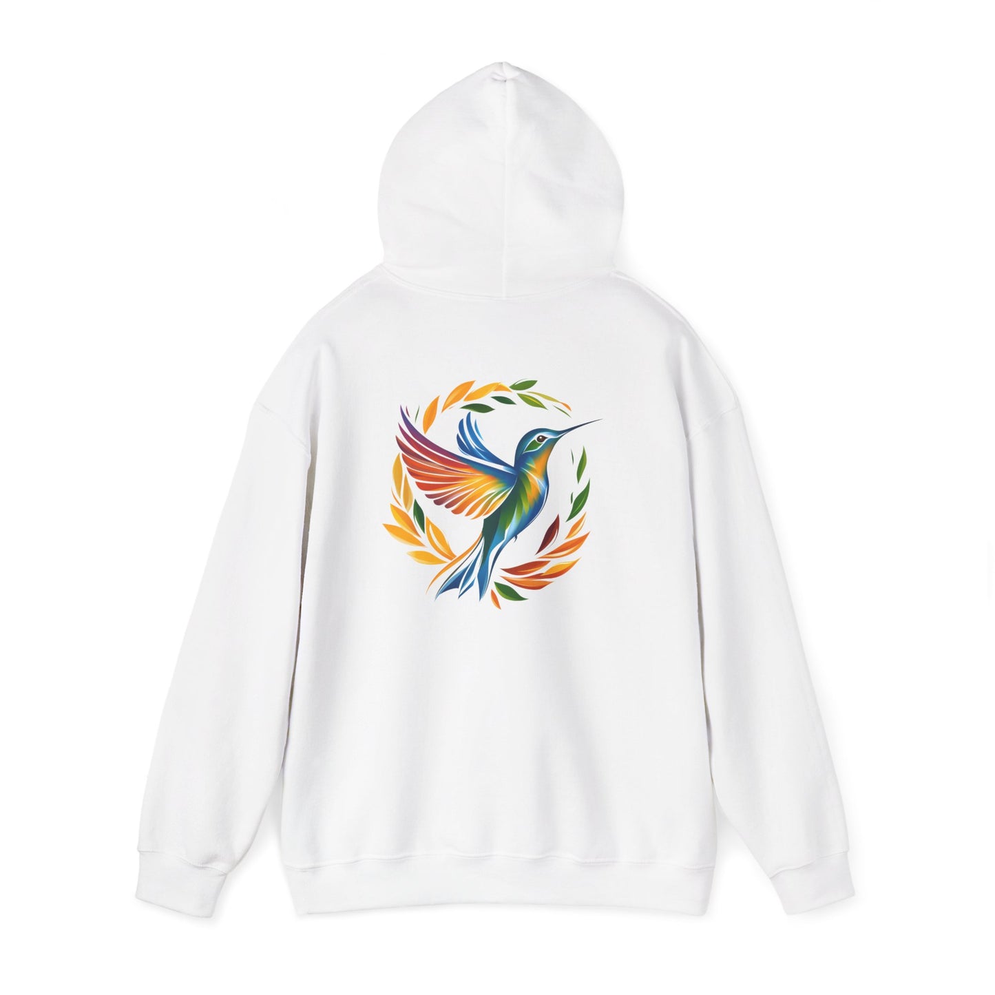 Hummingbird Rainbow Hoodie Back Design - Cozy Sweatshirt for Nature Lovers