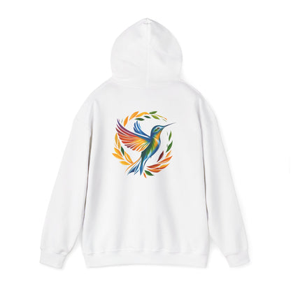 Hummingbird Rainbow Hoodie Back Design - Cozy Sweatshirt for Nature Lovers