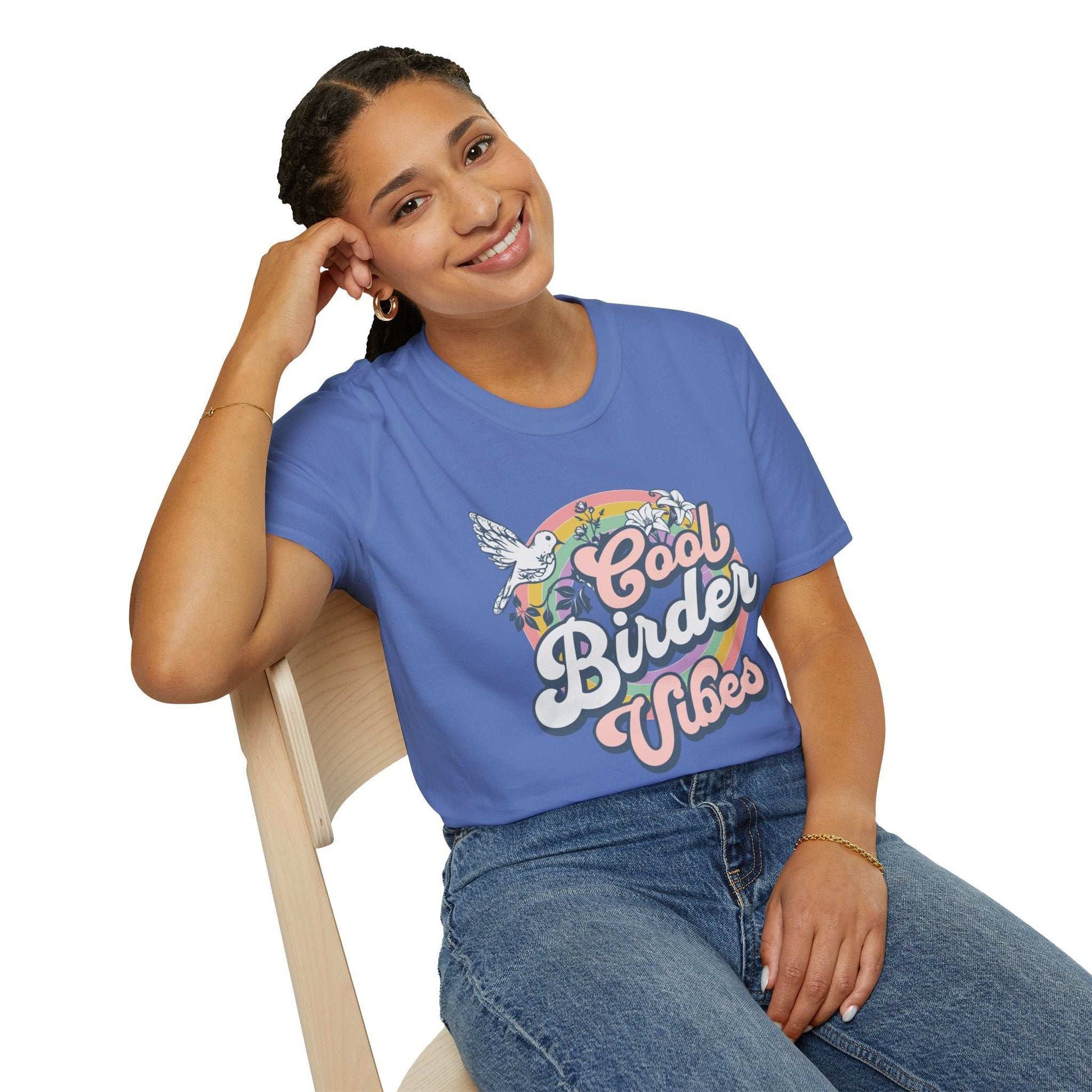 Cool Birder Vibes Unisex Softstyle T-Shirt | Perfect for Bird Lovers and Nature Enthusiasts