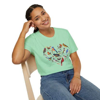 Bird Heart Unisex Softstyle T-Shirt - Heart Design