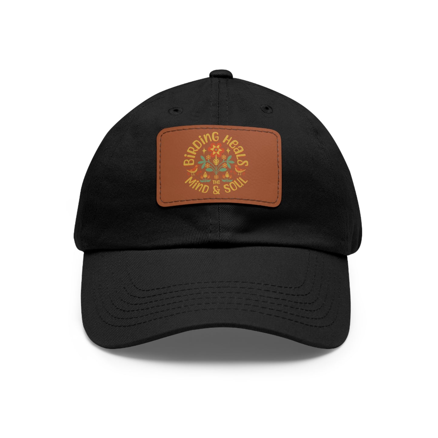 The Nerdy Birder Birding Heals with Leather Patch for Inspired by childhood memories of playful glamour, Stylish Outdoor Cap, Gift for Bird Watching Enthusiasts, Casual Fashion Accessory