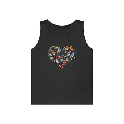 I'm A Nerdy Birder Bird Heart Tank Top, Gift for Bird Lovers, Unisex Summer Wear, Nature Lover's Apparel, Fun Casual Tank