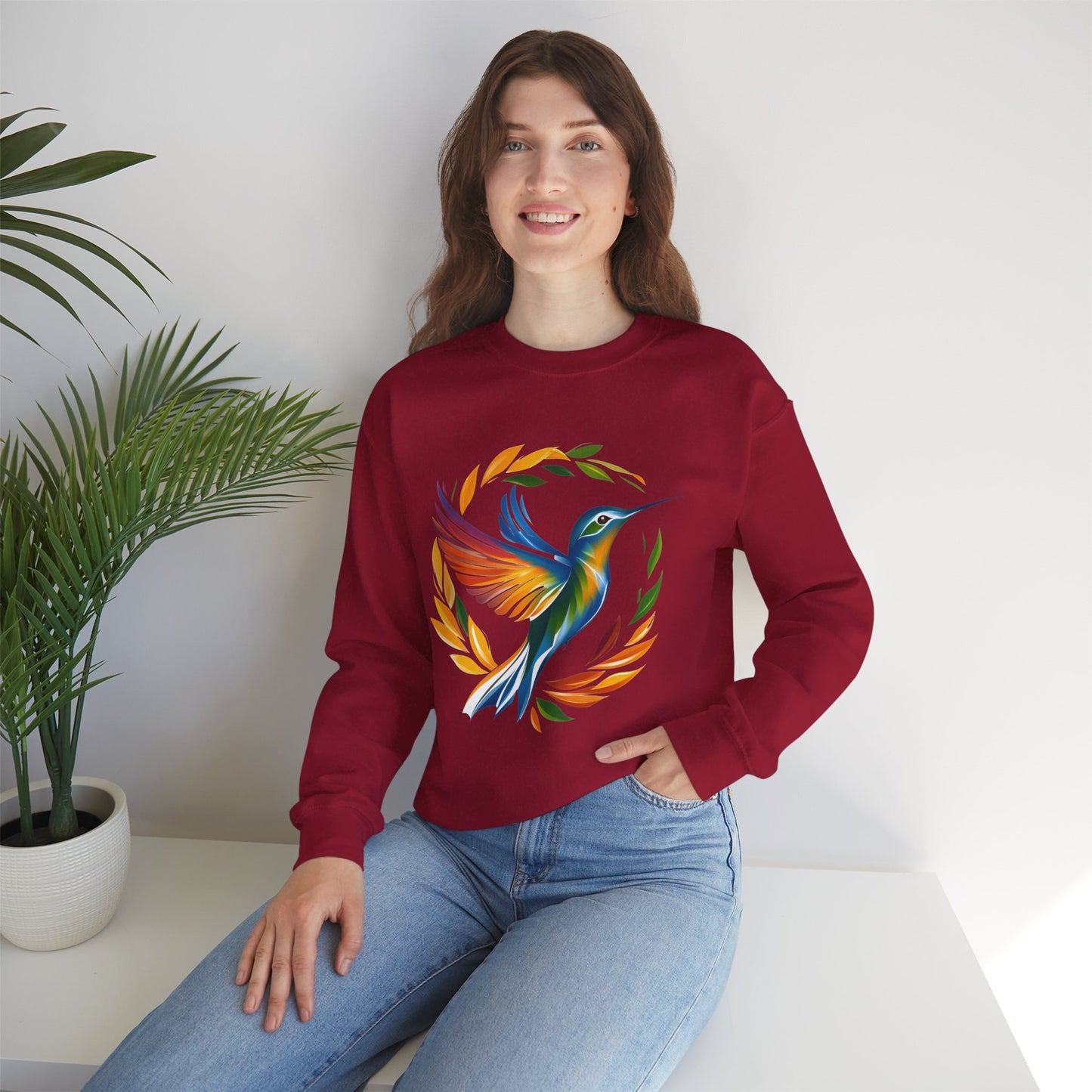 Hummingbird Rainbow Graphic Unisex Crewneck Sweatshirt
