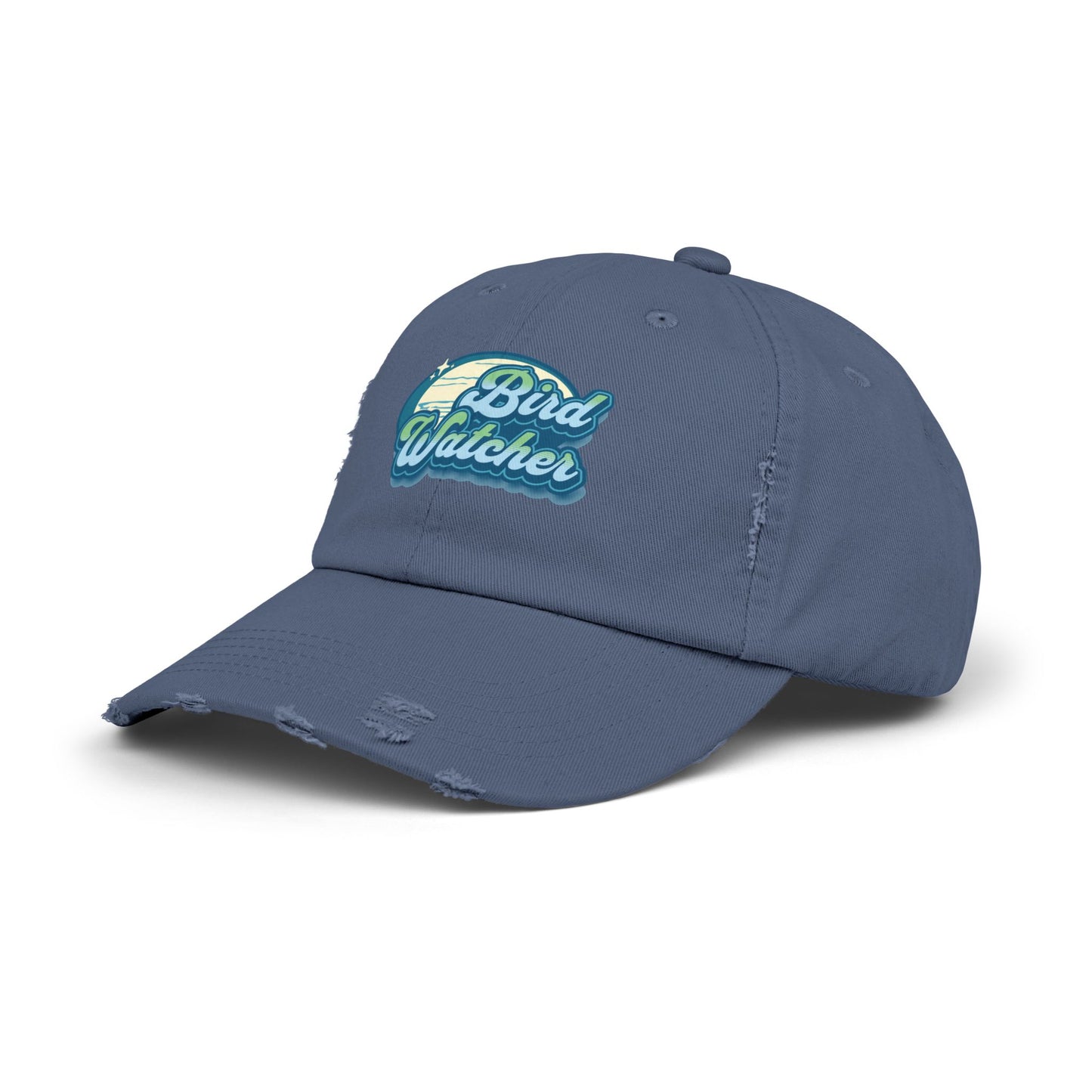 The Nerdy Birder Bird Watcher Teal Vintage Style Hat - Unisex Distressed Cap
