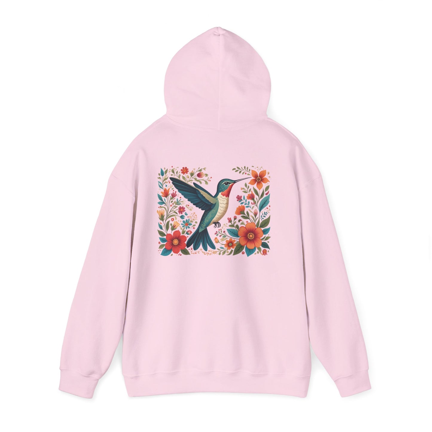 Hummingbird in Bloom Hoodie Back Design - Cozy Sweatshirt for Nature Lovers