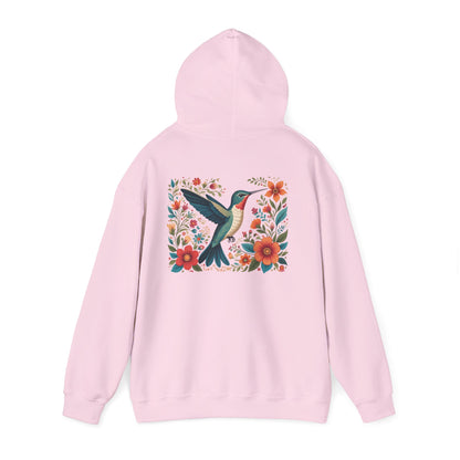 Hummingbird in Bloom Hoodie Back Design - Cozy Sweatshirt for Nature Lovers