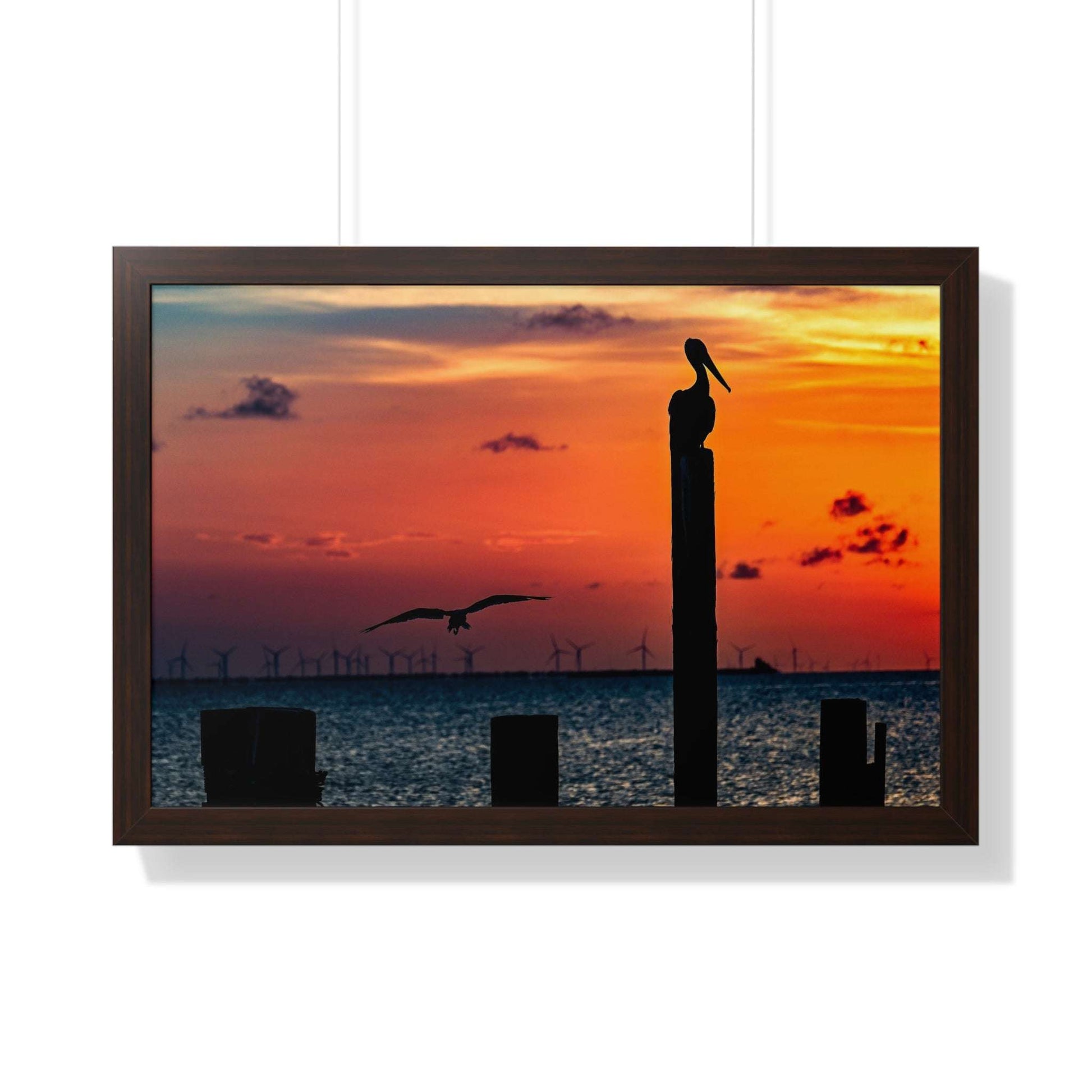Serene Sunset Framed Horizontal Poster - Coastal Decor for Beach Lovers