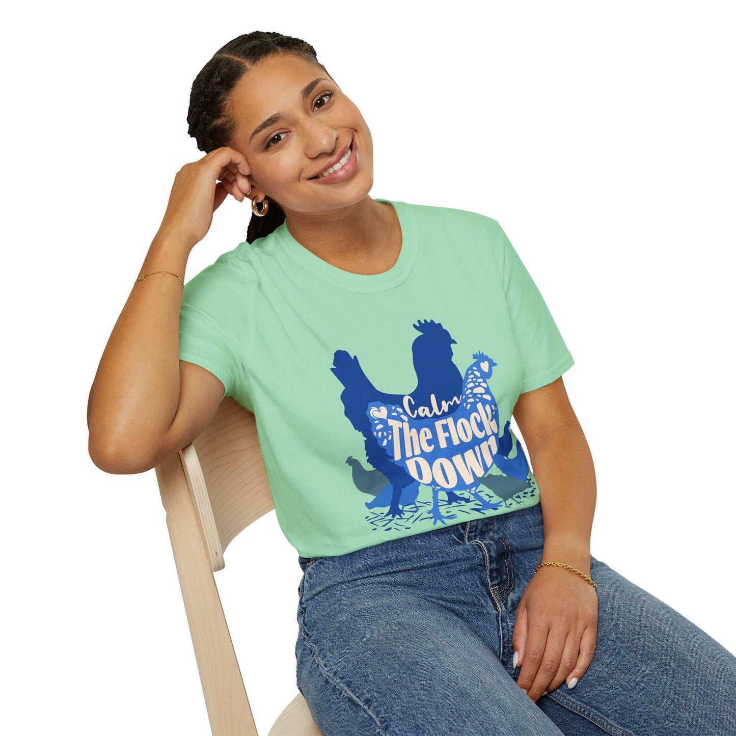 Calm The Flock Down Unisex Softstyle T-Shirt - Retro Vibe Tee for Casual Wear
