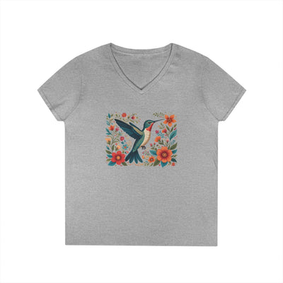 Hummingbird Blooms Ladies' V-Neck T-Shirt