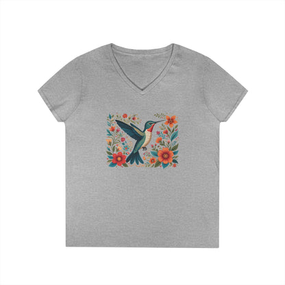 Hummingbird Blooms Ladies' V-Neck T-Shirt