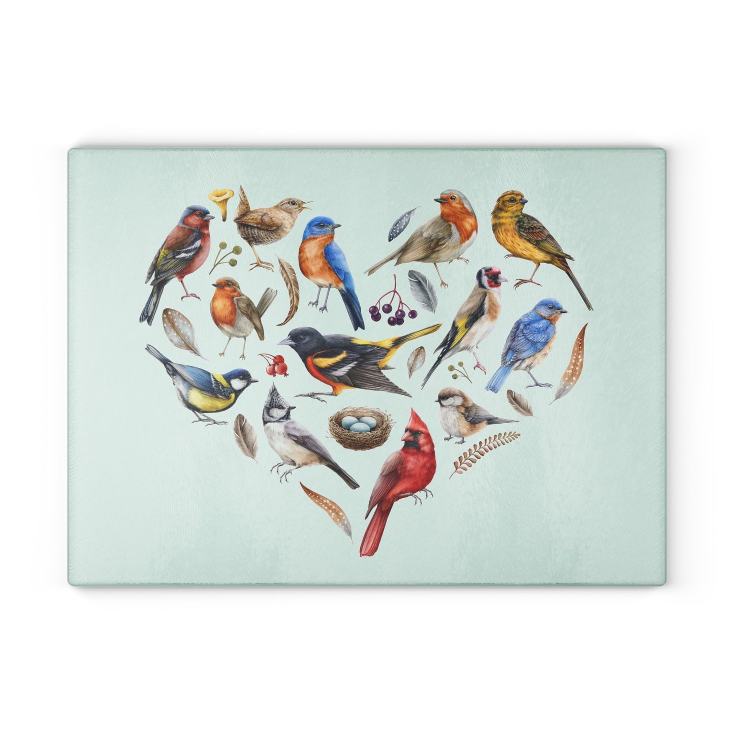 Bird Heart Glass Cutting Board